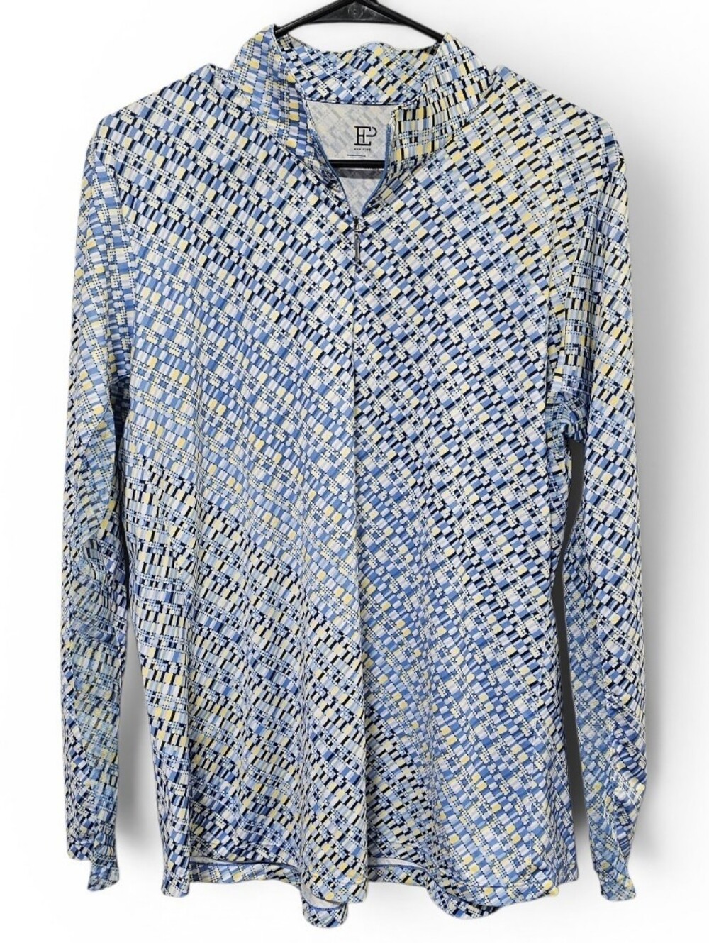 EP New York Performance Mock Neck Quarter Zip Lightweight Blue Size XL
